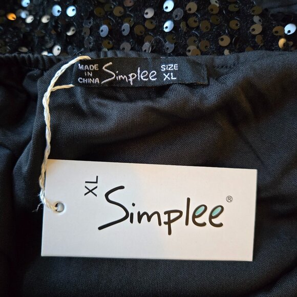 SIMPLEE Women Evening Dress, Sexy V Neck, Bodycon, Sequin, w/ Slit Sz: XL Black - Picture 14 of 14